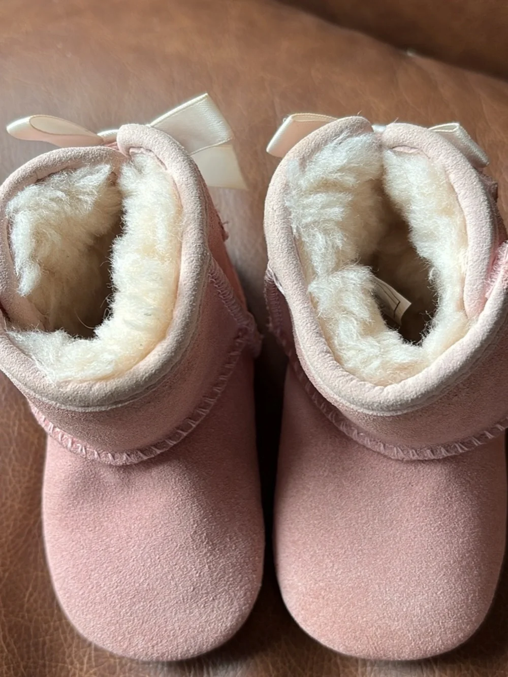 UGG Kids Pink Suede Shearling Booties
